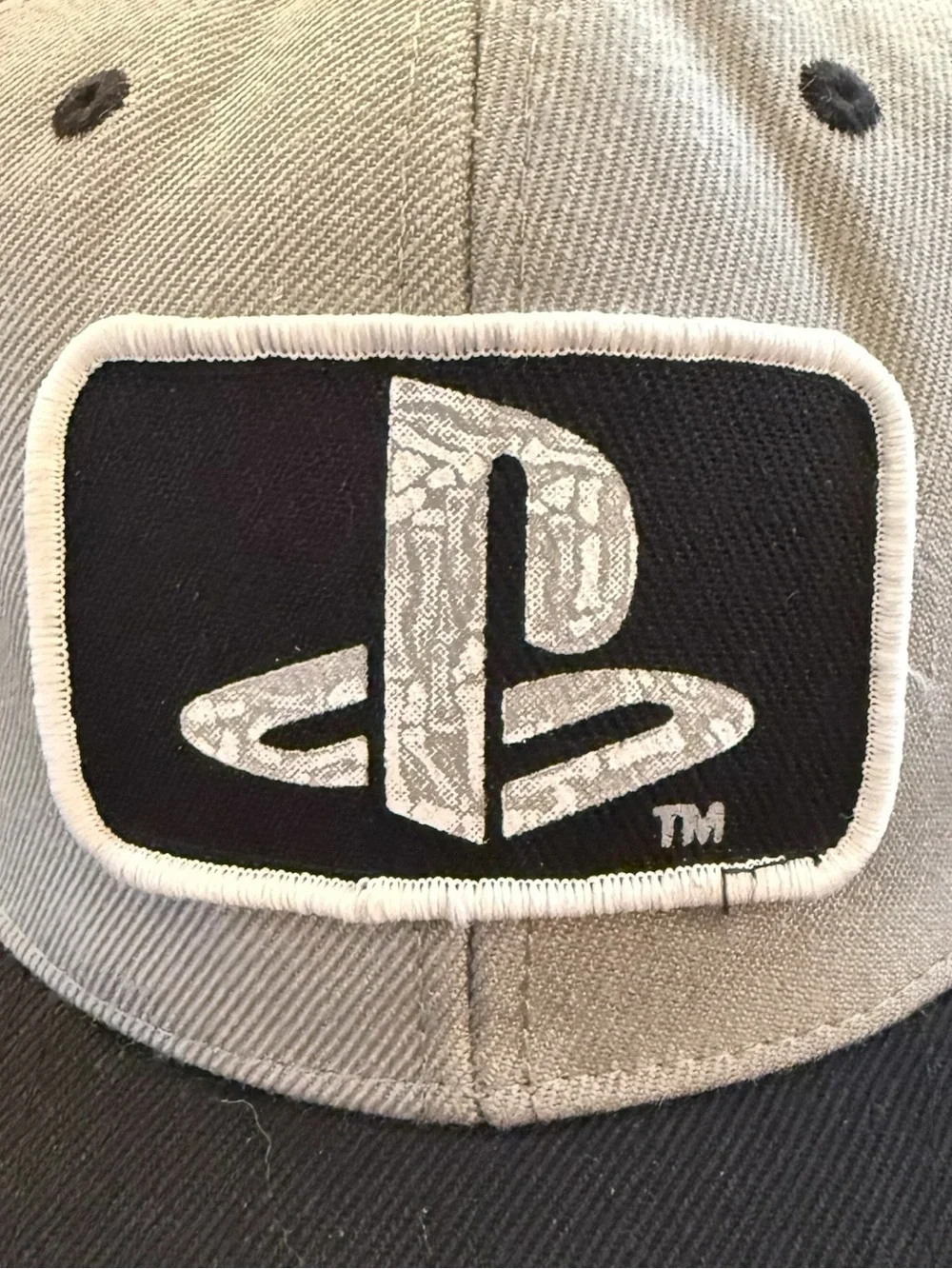 PlayStation PS Logo Snapback Hat Gray Black Sony Gaming Gamer Cap Y2K Style